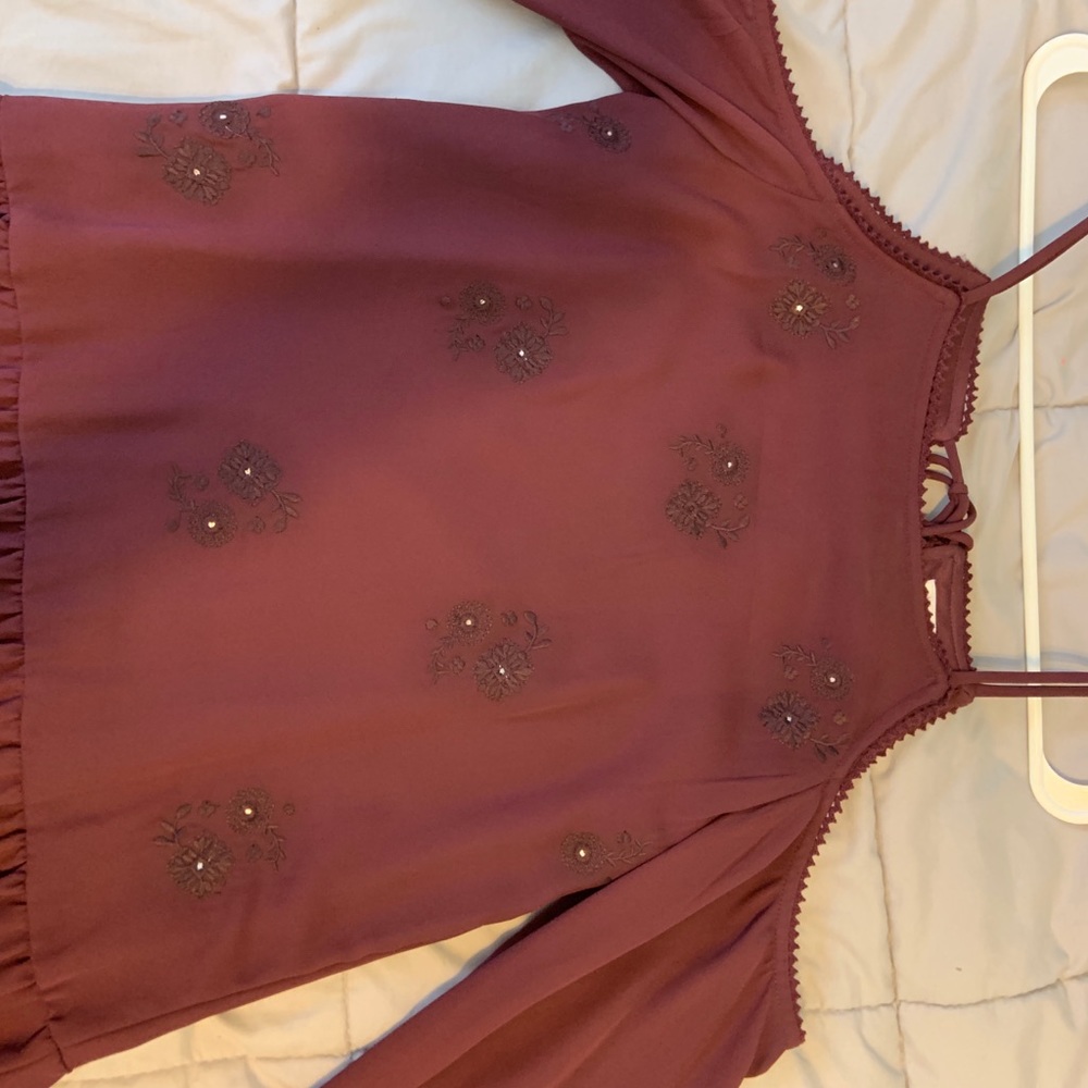 Burgundy off the shoulder dress!